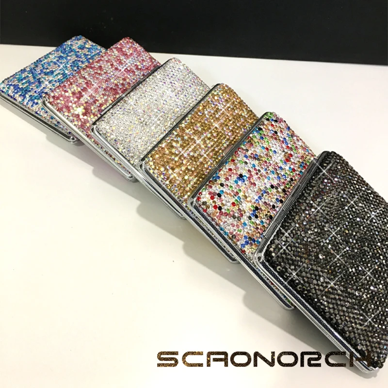 

Luxury Diamond Women's Cigarette Case Ultra-thin Stainless Steel Portable Cigarette Case Box Smoking Accessories 20 Capacity
