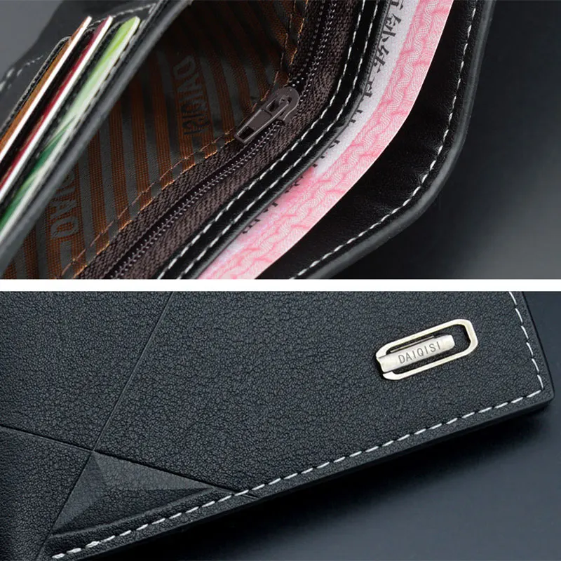 Short Men Wallets Clutch Slim Card Holder Zipper Coin Pocket Mens Print Wallet New Fashion Brand Photo Holder Small Male Purses images - 6