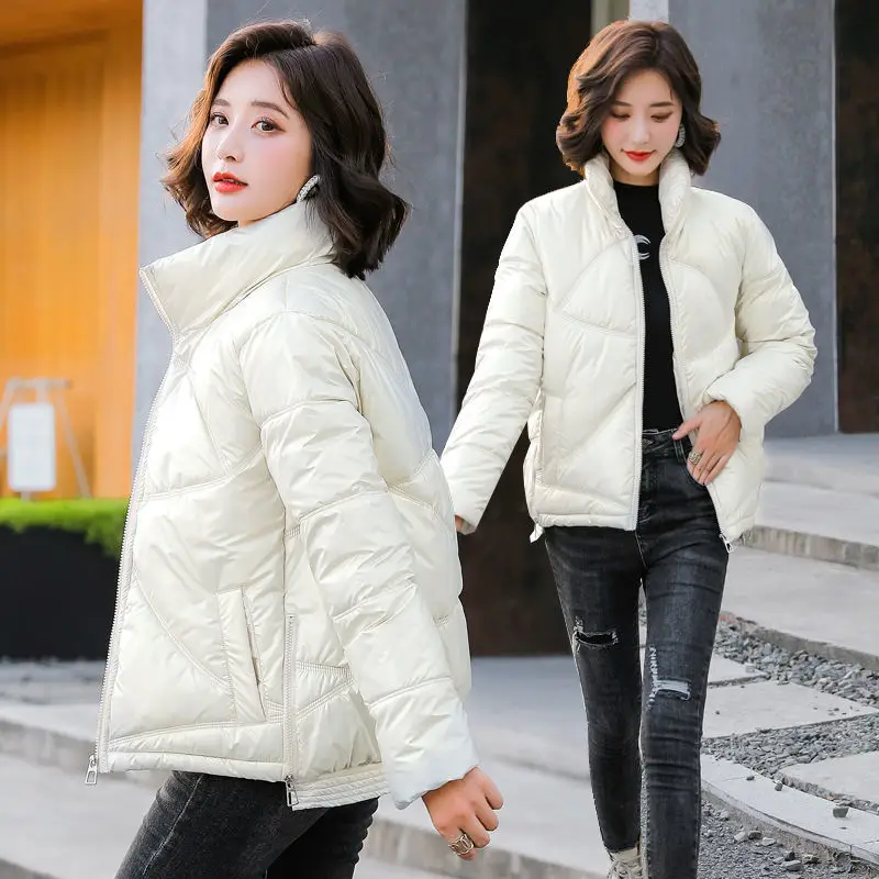 Women's Cotton Padded Parkas Jackets Warm Thick Casual Stand Collar Zipper Coat Female 2022 Winter Solid Elegant Parkas Outwear