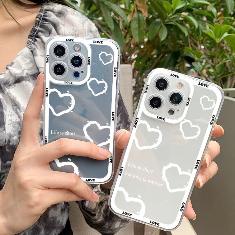 

Simple Love Phone Case For iPhone 14 13 12 11 Pro XS MAX 7 XR X 8 6 Plus Clear Fundas Soft Silicone Cover