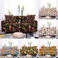 christmas sofa cover slipcover corner sectional stretch elastic xmas tree bell flowers santa claus couch covers for living room