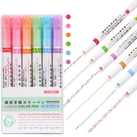 6pcs curve highlighter color marker pen liner color pen tip pens with 6 different curve shapes highlighters