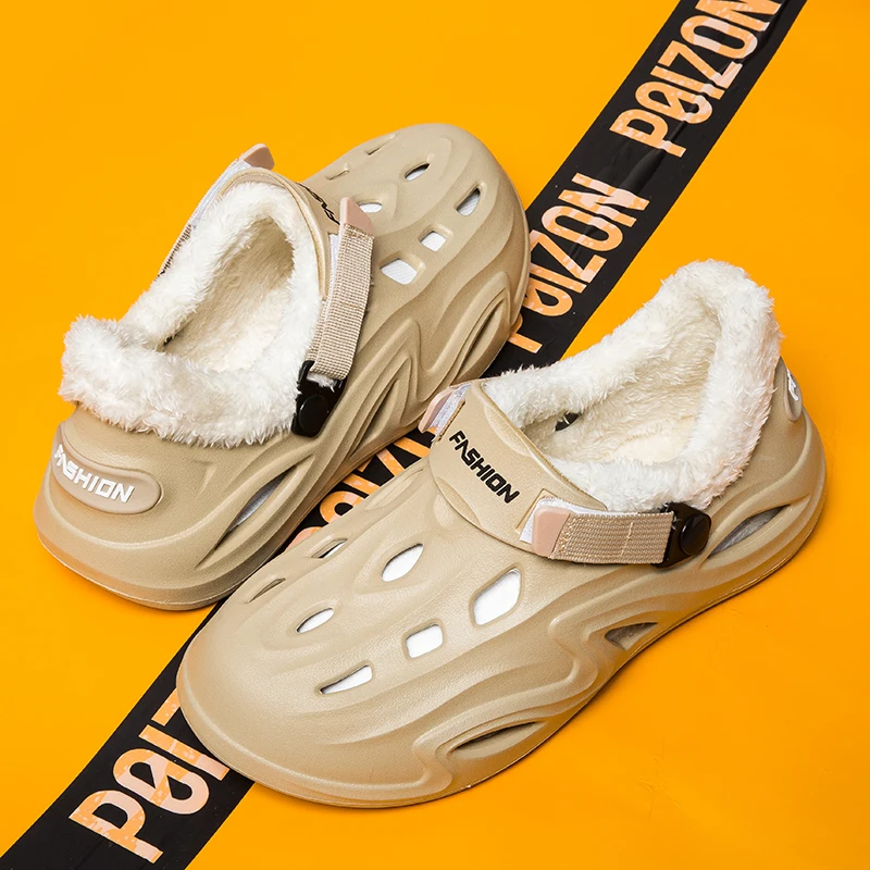 Зимние плюшевые меховые сабо мужские и женские тапочки теплые для пар лаконичная