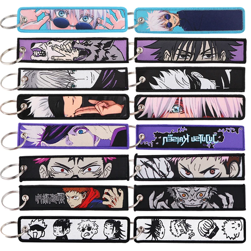 Брелок для ключей ююютсу Kaisen брелоки с вышивкой Satoru Gojo бирка японским аниме