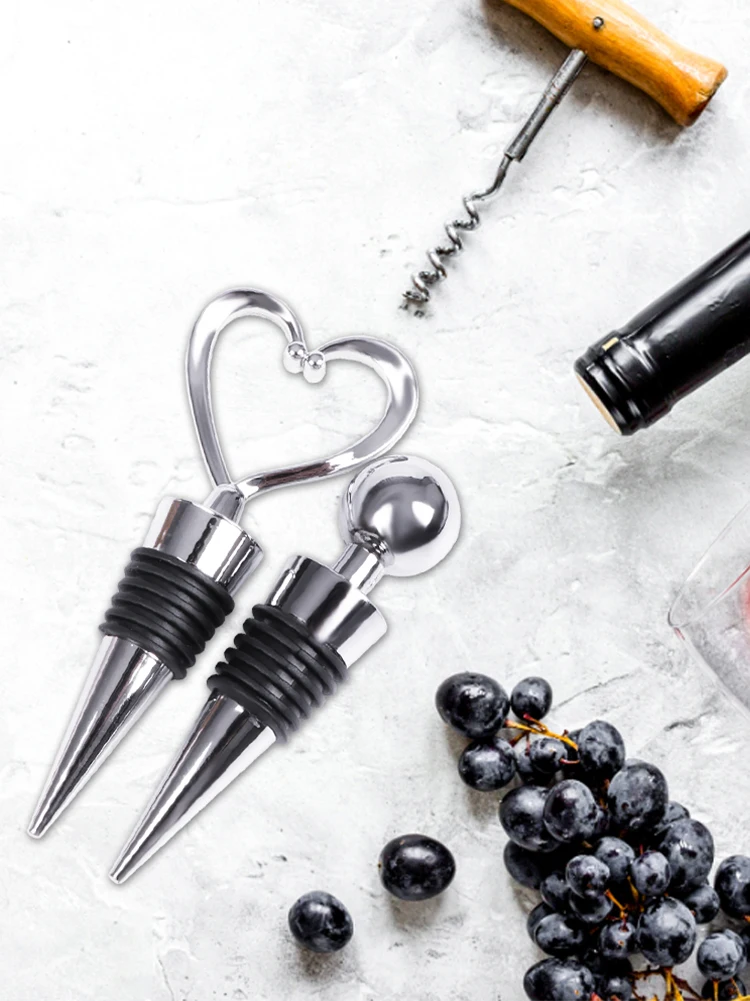 

Heart Shaped Red Wine Champagne Wine Bottle Stopper Valentines Wedding Gifts Set Wine Stopper Bar Accessories Home Bars