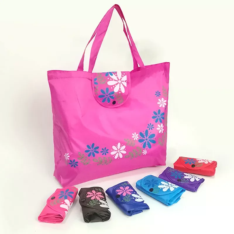 

Foldable Shopping Bags Flower Print Eco Totes Grocery Bag Women Oxford Fabric Shoulder Bags Organizer 45x35cm