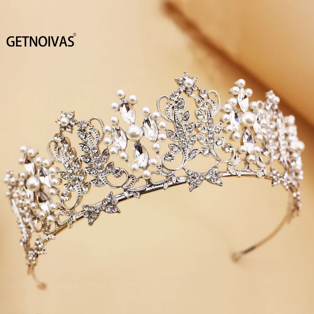 

Женская диадема с кристаллами и жемчугом, свадебные аксессуары для волос, головной убор для невесты, SL