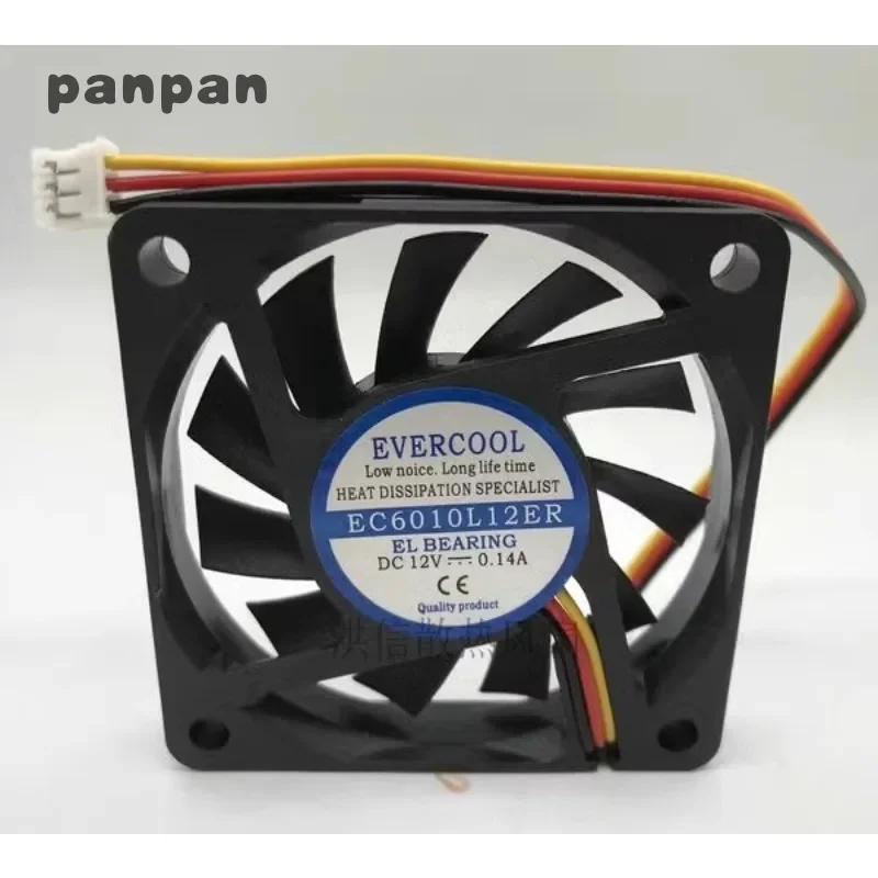 Оригинальный новый вентилятор-кулер для EVERCOOL EC6010L12ER DC12V 0.14A 3-проводной бесшумный