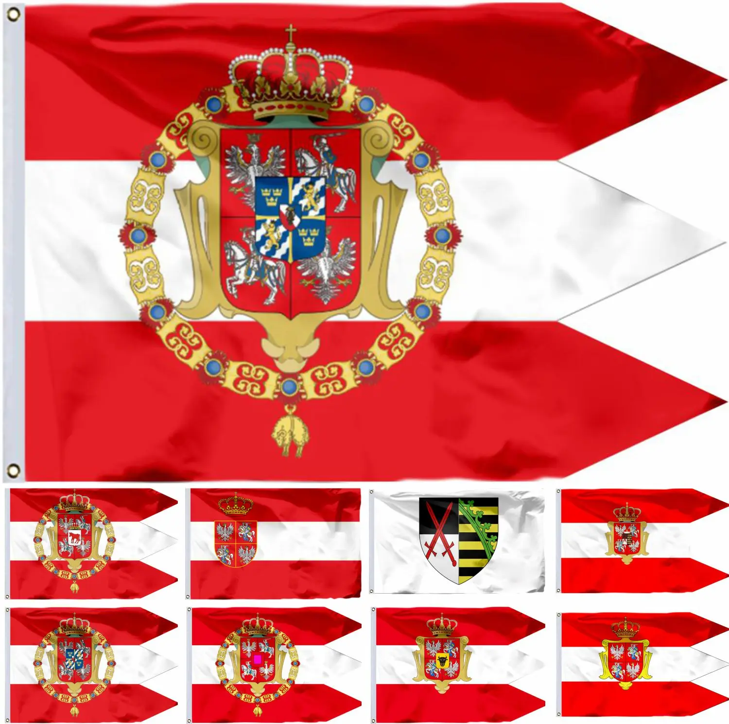 

Poland Flag 3X5FT Royal Banner Polish-Lithuanian Banner Jan III Sobieski 90X150CM Stanisław II and Empire Total War