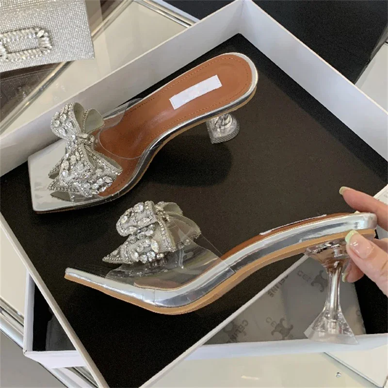 Eilyken шлепанцы с бантом-бабочкой и квадратным носком на высоком каблуке женские