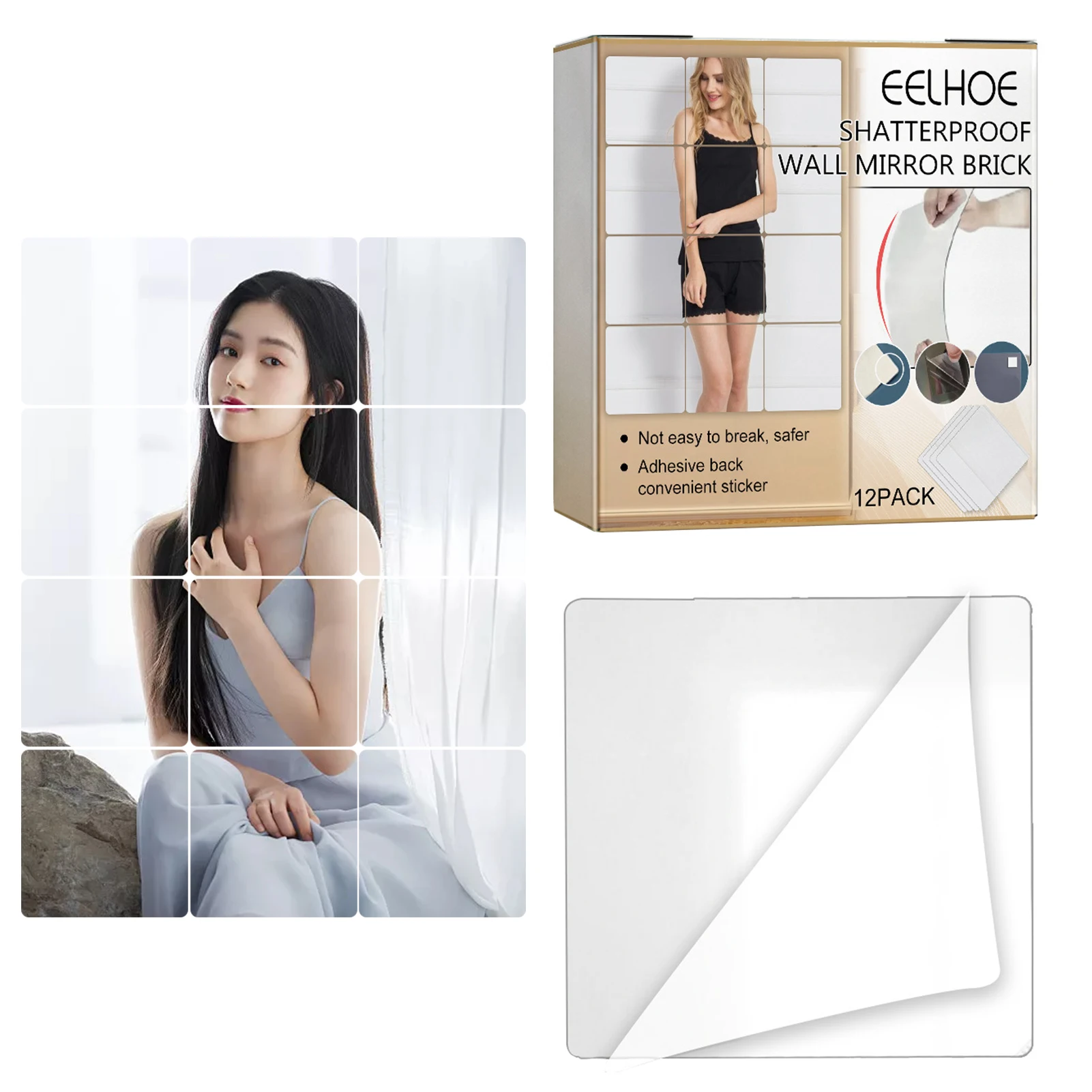 

Wall-mounted Mirror Tiles Flexible Mirror Sheets Self Adhesive Removable Mirror Wall Stickers Over The Door Mirror For Bedroom