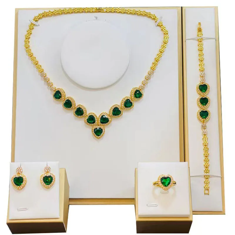 

European And American Four-Piece Women's Temperament Love Necklace + Bracelet + Ring + Earrings CHD20776