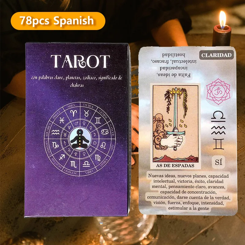 

Spanish Version Oracle Cards Decks Gift Tarot Deck Future Fate Indicator Forecasting Table Games Board Games Beginners 78pcs