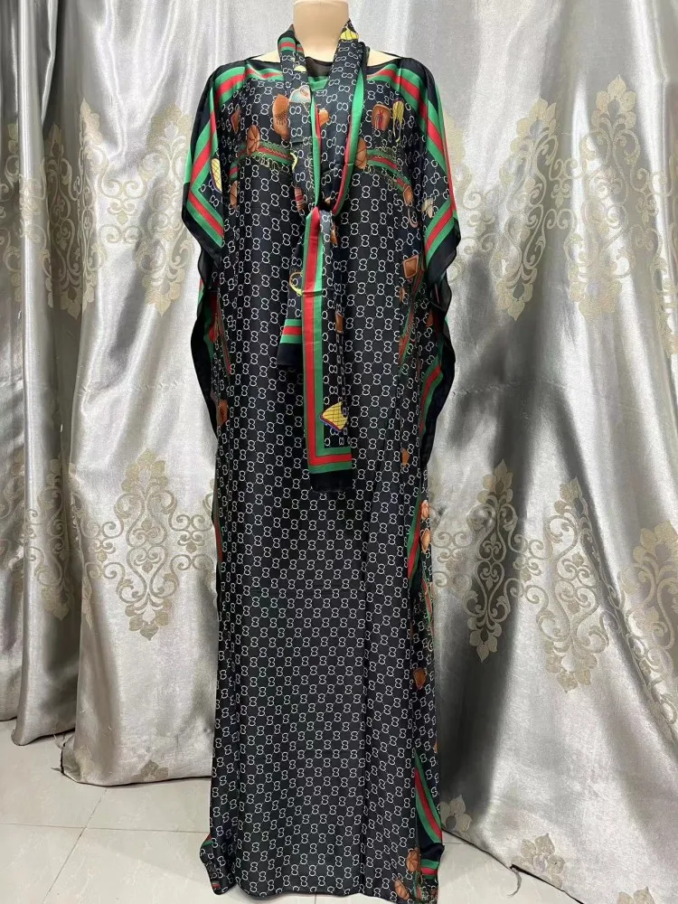Features and specifications: Abayas + Headscarf  1 inch (in) = 2.54 centimeters (cm)  Printed Floral Silk Abayas Headscarf  Bust
