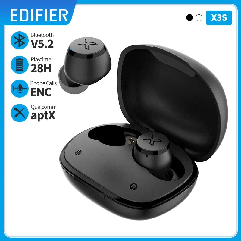 Беспроводные Bluetooth-наушники EDIFIER X3s TWS, bluetooth 5,2, режим игры Qualcomm aptX, время работы 28 часов, степень защиты IP55, защита от пыли и воды