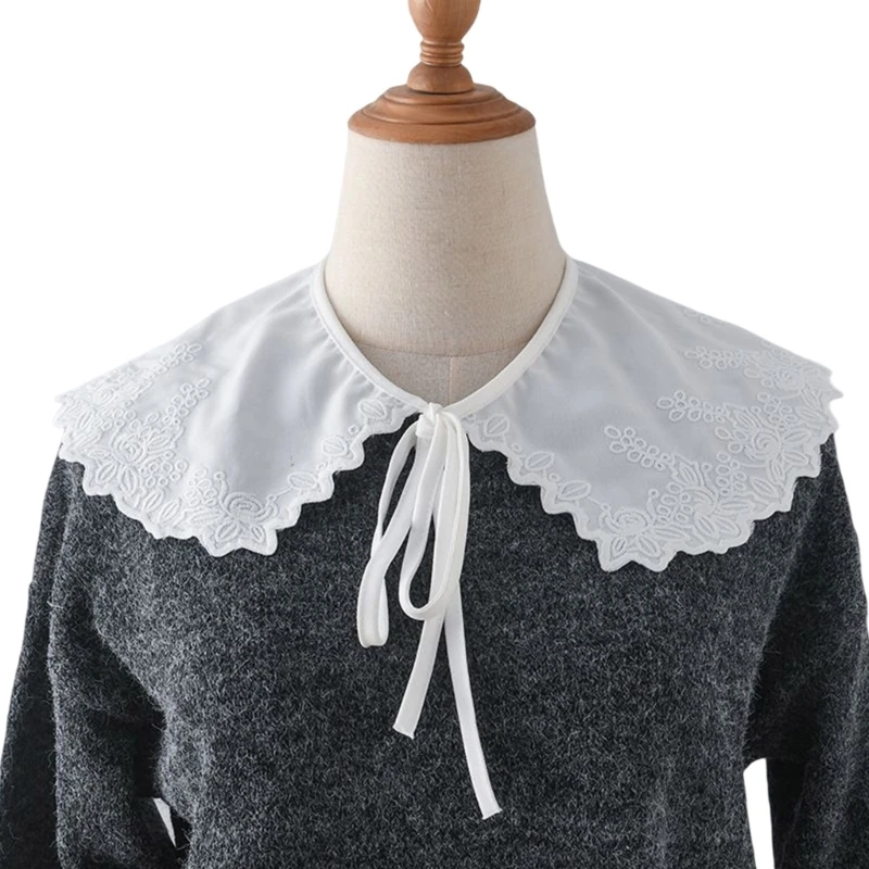 

Women Fashion Detachable Faux Collar Embroidery Floral Shawl Wrap for Sweater