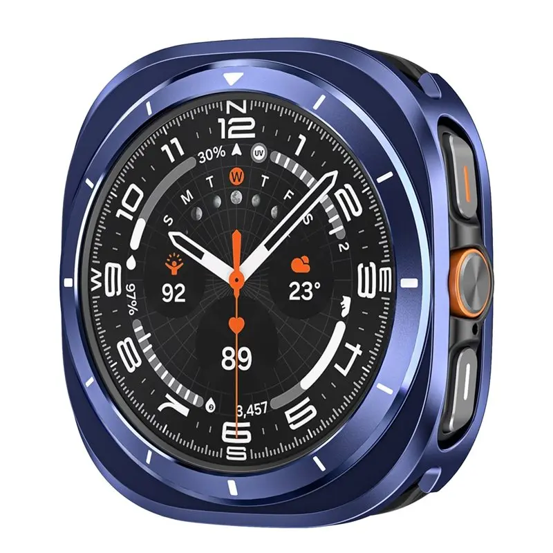 Фото Прочный металлический корпус A97I-Rugged 47 мм для Galaxy Watch 7/8 Ultra (2025/2024), ударопрочная сине-белая крышка №1