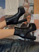 women shoes fashion zip street style women ankle boots 2022 luxury winter platform elegant black high heel punk lady low boots