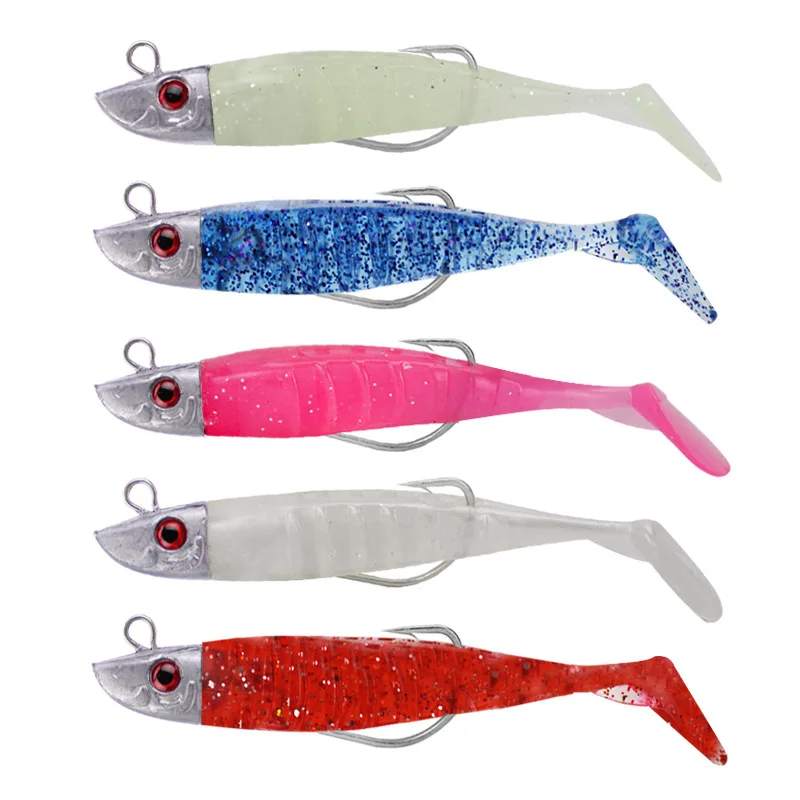 

Fake Lure Replacement Lure Jigging Soft Bait Fishing Lures 8cm 8.5g DIY Head Jig Fish T Tail Sea Bass Lure Fishing Tackle Access
