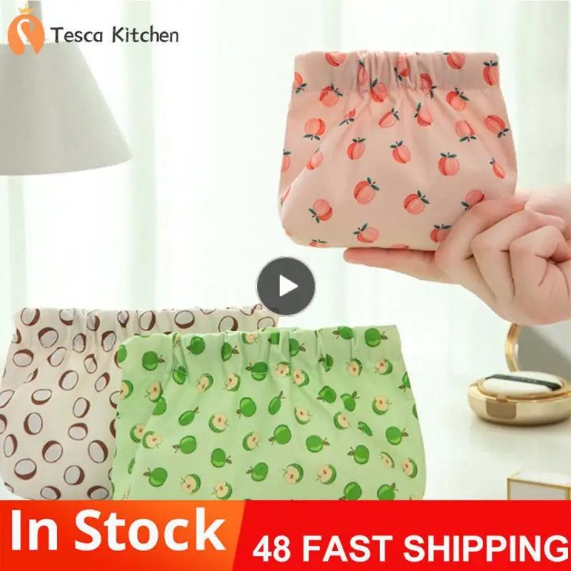 

Durable Mini Bag Printed Storage Bag Fold Portable Leaf Spring Bag Home Storage Automatic Tight Mouth Coin Purse Nylon Storage