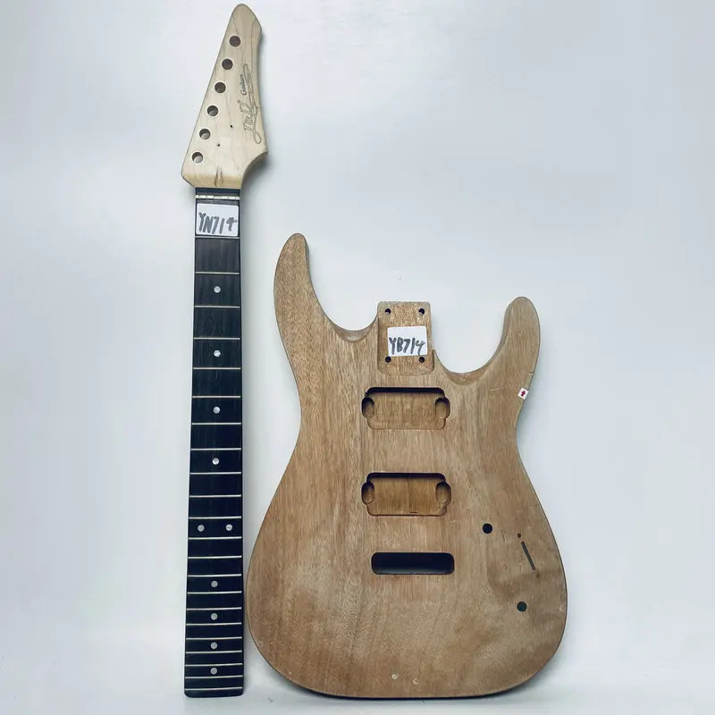 

YN714YB714 Electric Guitar Kits Unfinished one Set Neck with Body for DIY Replacement Solid Mahogany Body No Paints JD Brother