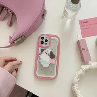 for iphone 13 pro max case luxury puppy love flowers strap phone pearl flower cases for iphone 12 11 pro max xs xr