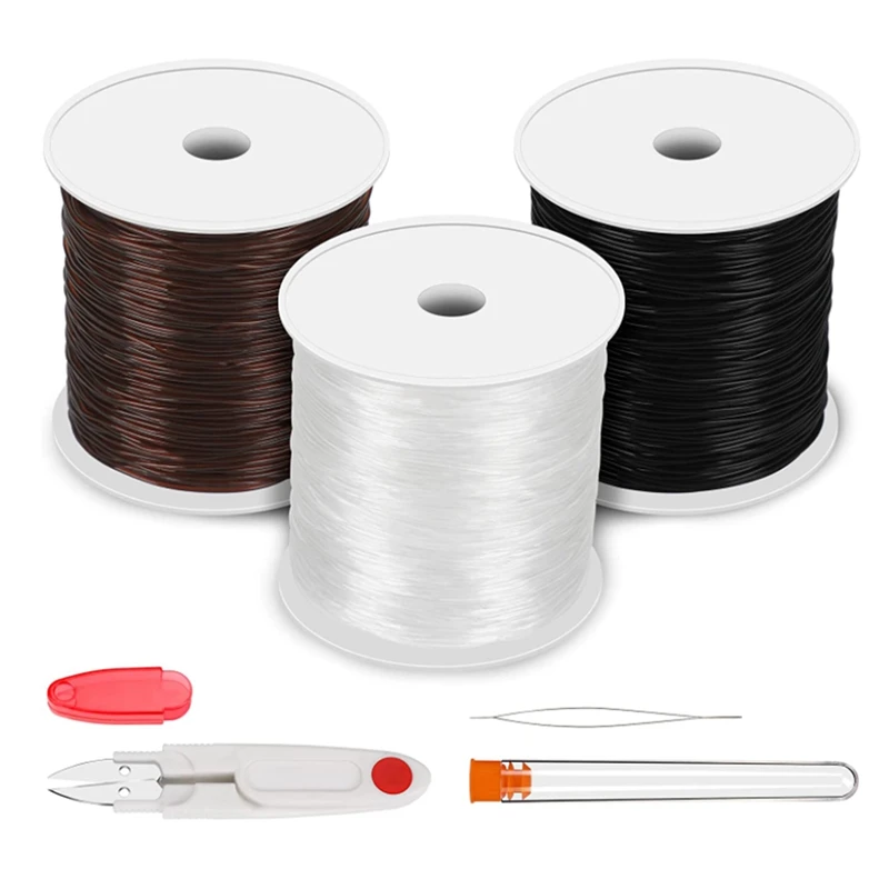 

3 Rolls Of 0.8Mm 100 Yards Elastic Bracelet Cord Crystal Rope For Diy Jewelry Making Bracelet Necklace Beads
