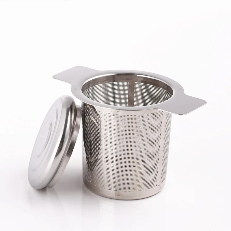 

Double Handles Tea Infuser with Lid Stainless Steel Fine Mesh Coffee Filter Teapot Cup Hanging Loose Leaf Tea Strainer Filter