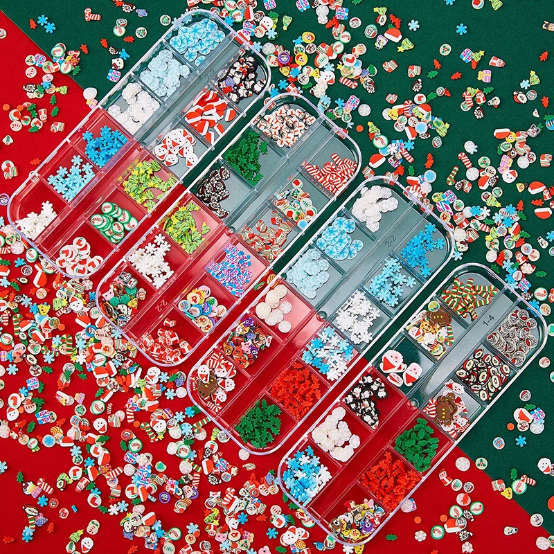 

Christmas Nail Glitter Sequins White Red Snowflakes Stars Flake Xmas Decorations Nail Powder Winter Manicure Accessories