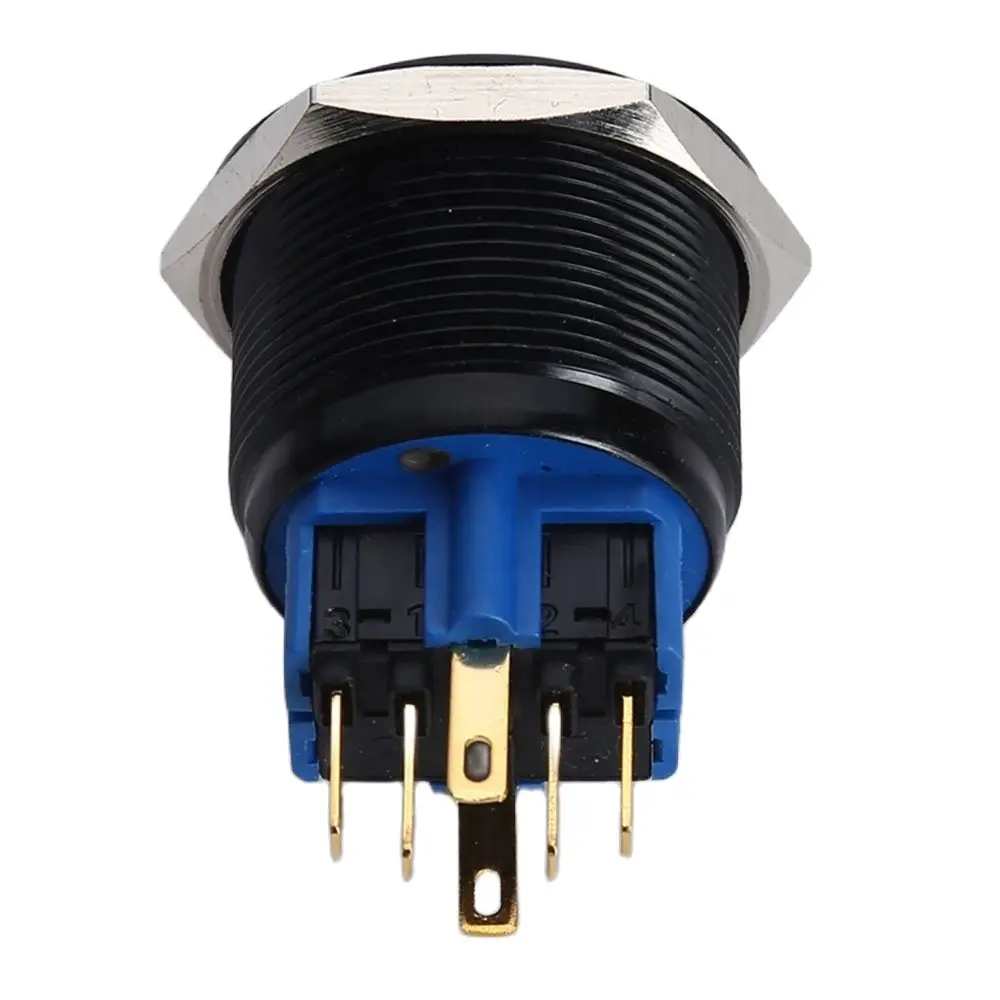 25mm Black Aluminum 12V White Blue Ring Illumination Momentar Start Switch+CE+RoHS+UL |