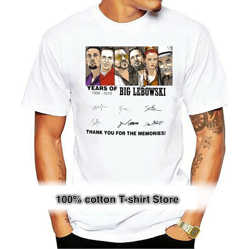 

The Big Lebowski 21Th Anniversary Cast Signatures Black Cotton Men S-6Xl T-Shirt Basic Models Tee Shirt