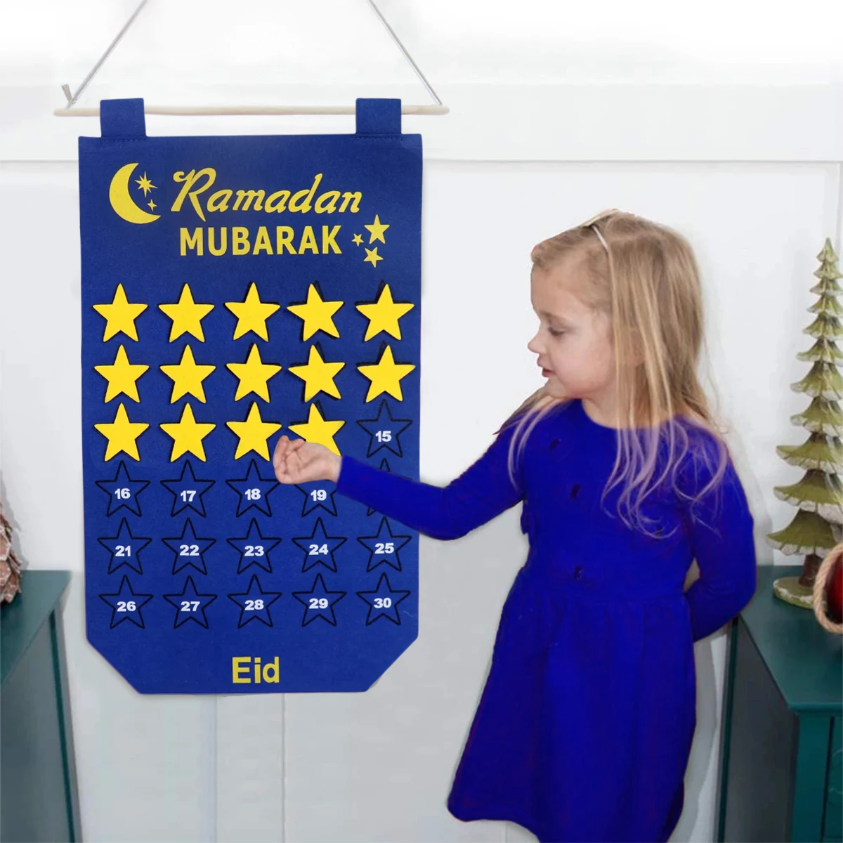 Фетровый календарь Рамадан Мубарак модель 2023 для дома Рамадан Подарки Детские мусульманские товары для вечеринок