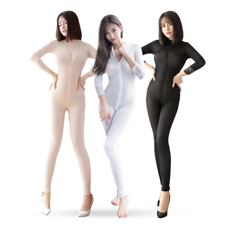 

Женский Блестящий Облегающий комбинезон на молнии, с вырезом на бедра