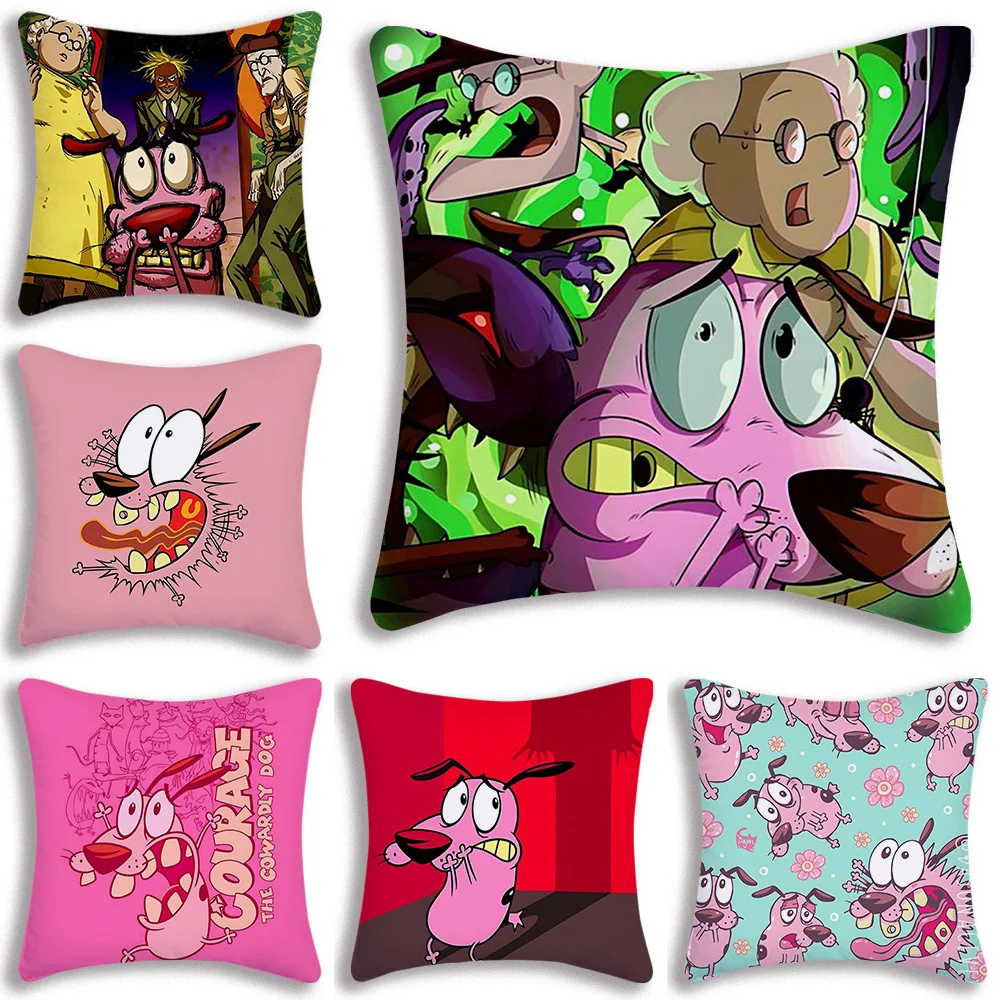 Cartoon C-COURAGE Pillow Covers Sofa Decorative Home Double-sided Printing Short Plush Cute Cushion Cover C-Cowardly Dog