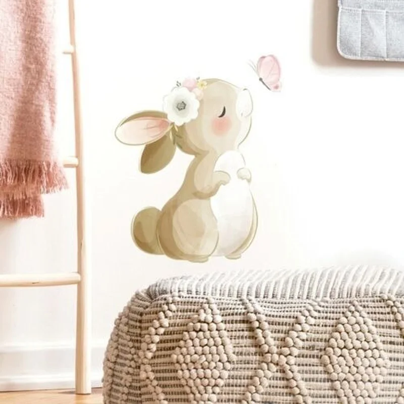 

Мультяшный кролик Бабочка Наклейка на стену для детской комнаты дома гостиной спальни наклейки на стену Декор наклейки