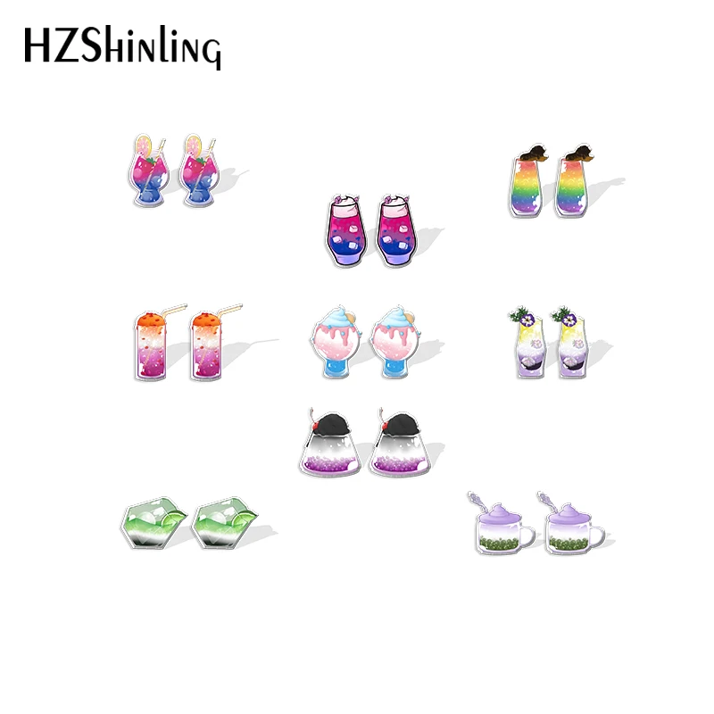 

2022 New Rainbow Drink Stud Earring Bisexual Pride Acrylic Resin Earrings Epoxy Handmade Jewelry Gifts Friends