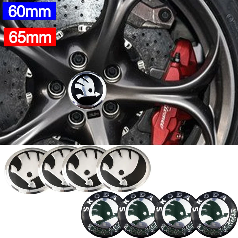 

60/65mm Car Wheel Rims Center Caps Sticker for Skoda Octavia A5 A7 Fabia 1 Superb Kamiq Rapid Yeti Citigo S Kodiak Accessories