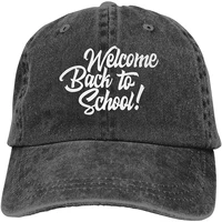 unisex adult sunhat hat baseball cap with cotton welcome back to the school pattern black