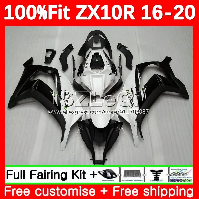 

black white Injection Body For KAWASAKI NINJA ZX 10 R 10R ZX-10R ZX10R 16 17 18 19 20 2016 2017 2018 2019 2020 Fairing 112LQ.16