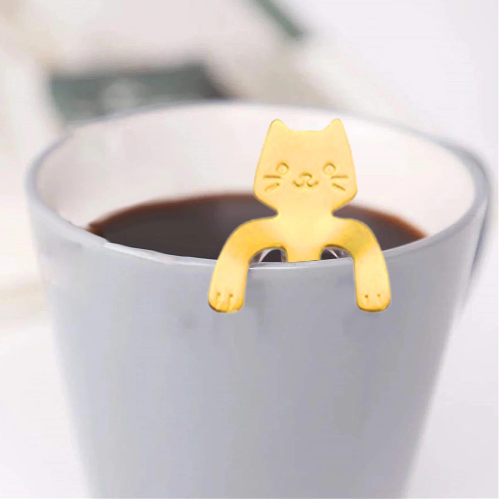 

Cat Spoon Coffee Teaspoon Cat Coffee Teaspoons Adorable Mini Cat Design Cute Mini Cat Spoon Stainless Steel Dessert Scoop