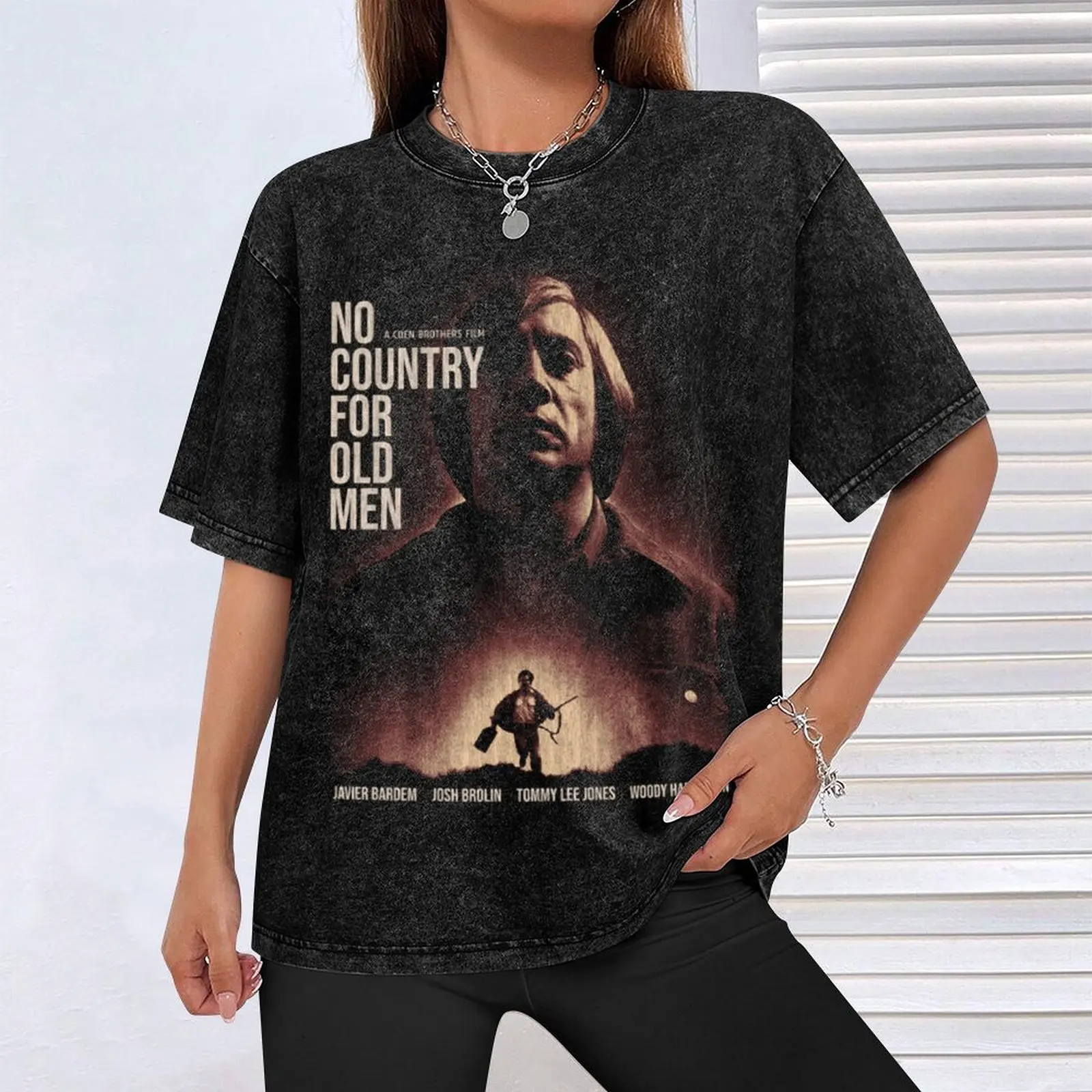 No Coúntry For Old Mén ánton Chigúrh Cormác McC Novithy Футболка забавная рубашка хлопковая кавайная