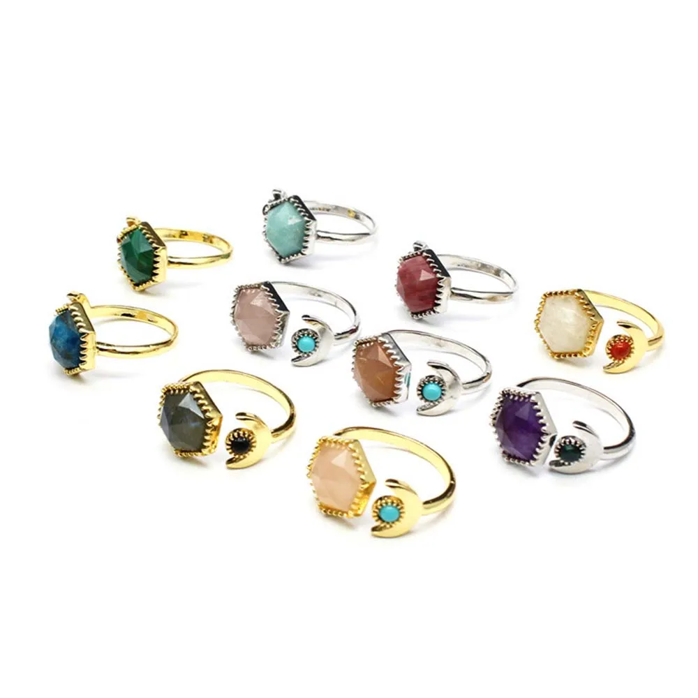 

Mineraali 2022 New Design Rings Multifaceted Natural Stone Six-Manifold Star Finger Rings for Women Jewelry Rings Gift for Girls
