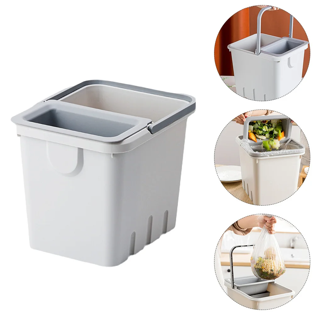 

Can Trash Garbage Bin Container Kitchen Compartment Cans Recycle Dual Lidbathroom Doublewaste Indoor Countertop Box Wastebasket