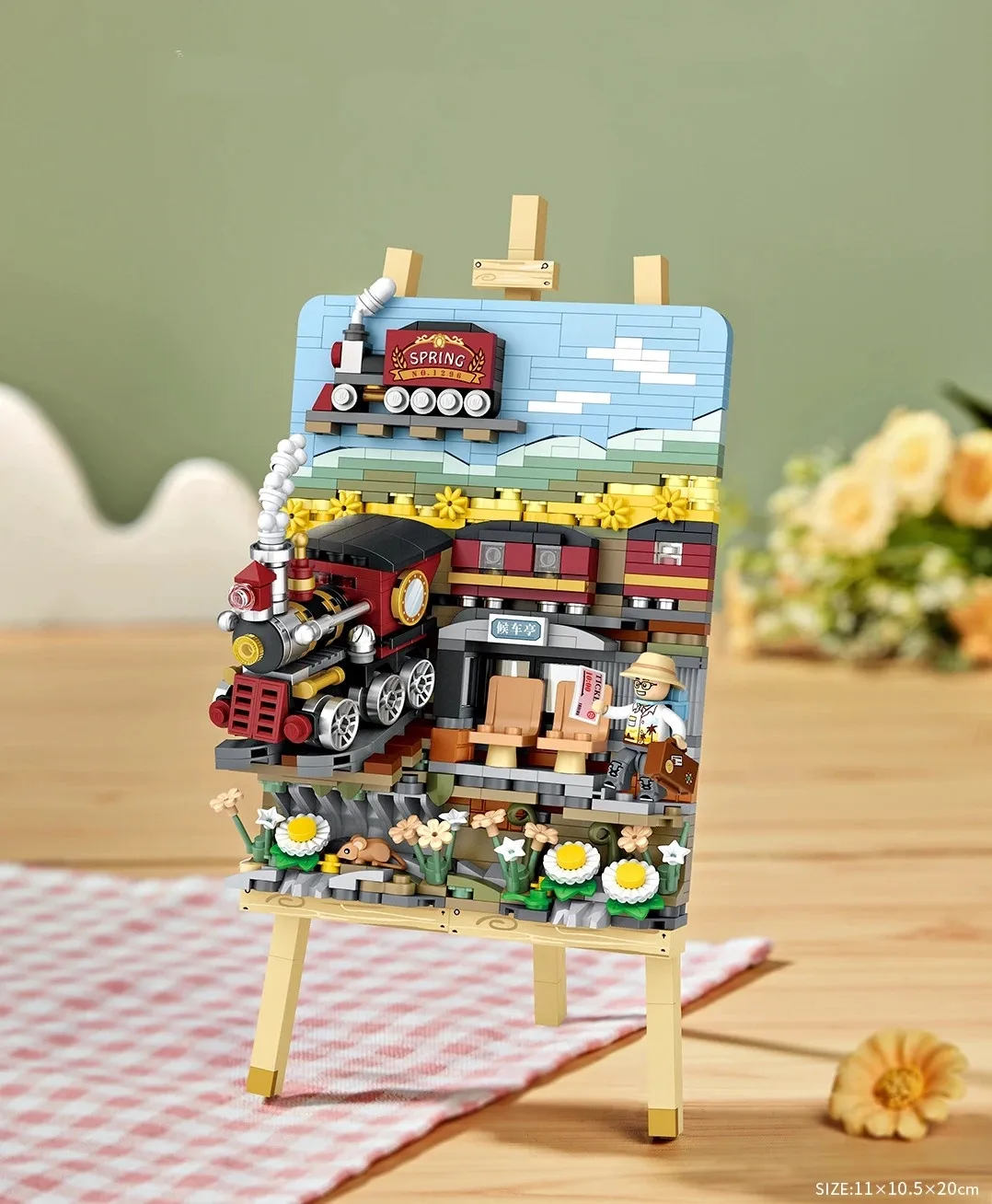 

Loz blocks painting Christmas Tree Christmas Gift Drawing Puzzle Holiday Gift Assembled Toy Assembly Model Children 1296