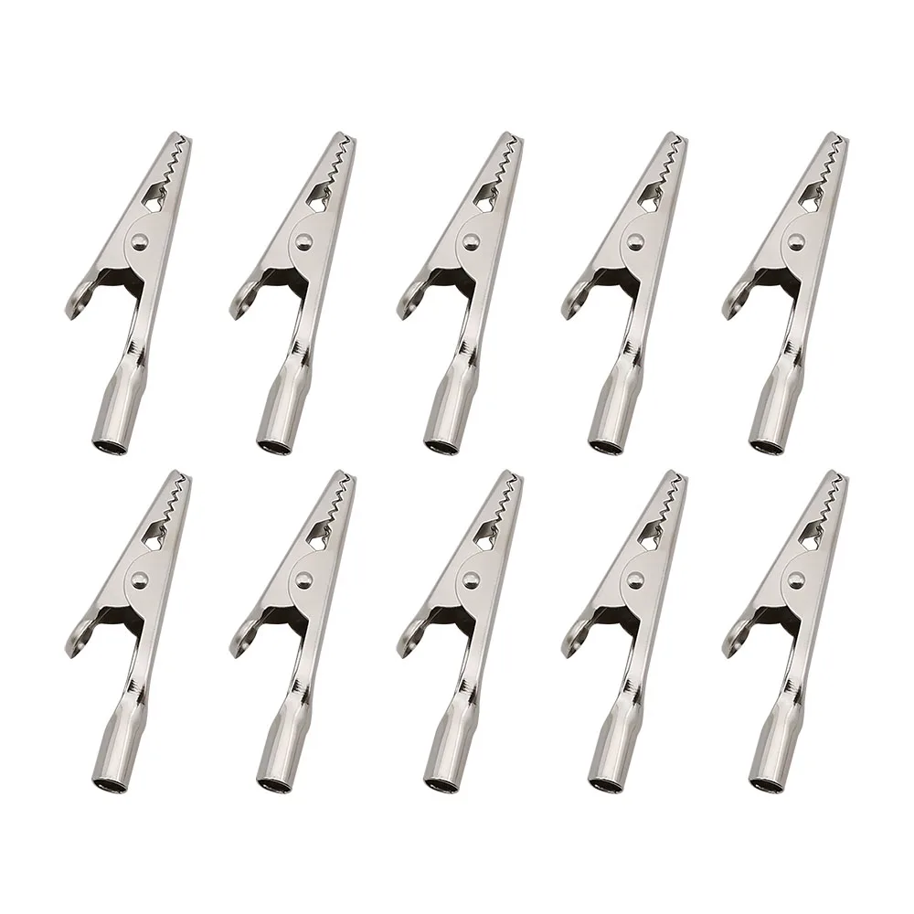 

10 шт. 50 мм металлические зажимы типа «крокодил» тестовые зажимы типа «крокодил» для электрического тестирования рабочего кабеля зажим для провода хвостового отверстия для вилки типа «банан» 4 мм