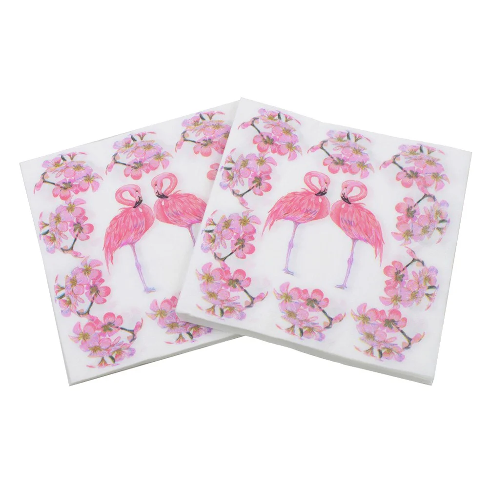 

80 Pcs Flamingo Napkins Party Colorful Supplies Printing Flower Eid Festival