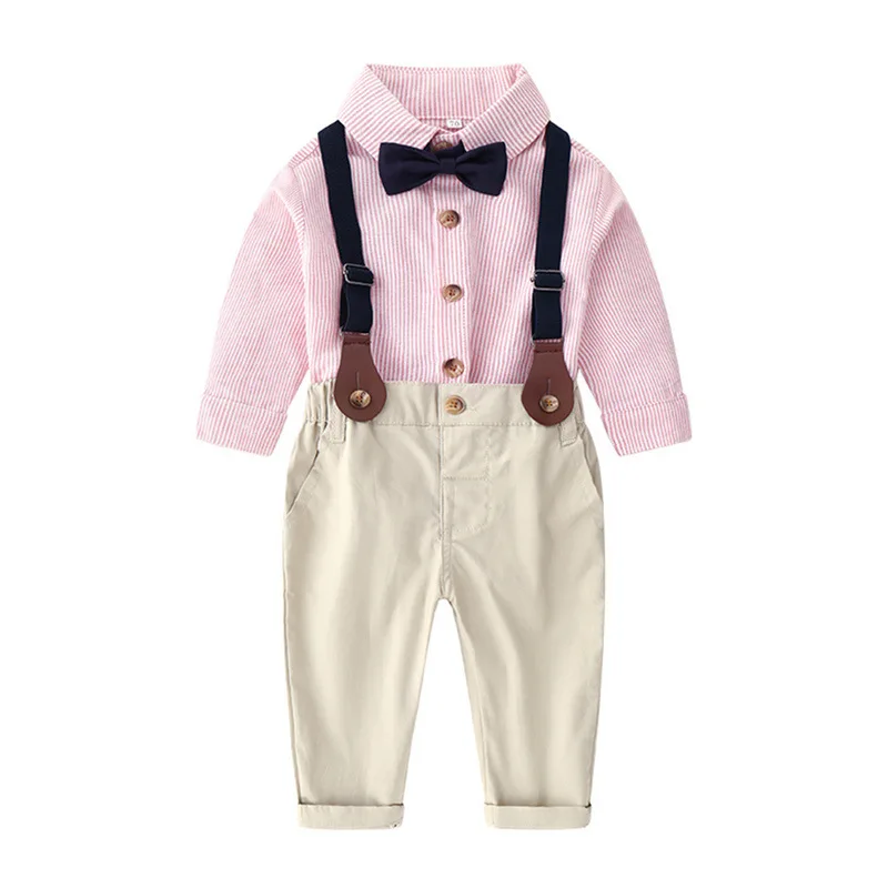 Children's Clothing Korean Version Baby Spring and Autumn Suit Long-sleeved Shirt + Overalls Two-piece Children's Dress