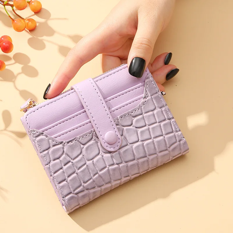 Purses For Women Retro Crocodile Pattern Short And Minimalist Style Wallet Multi Card Pack PU Leather Zero Wallet Portfel Damski