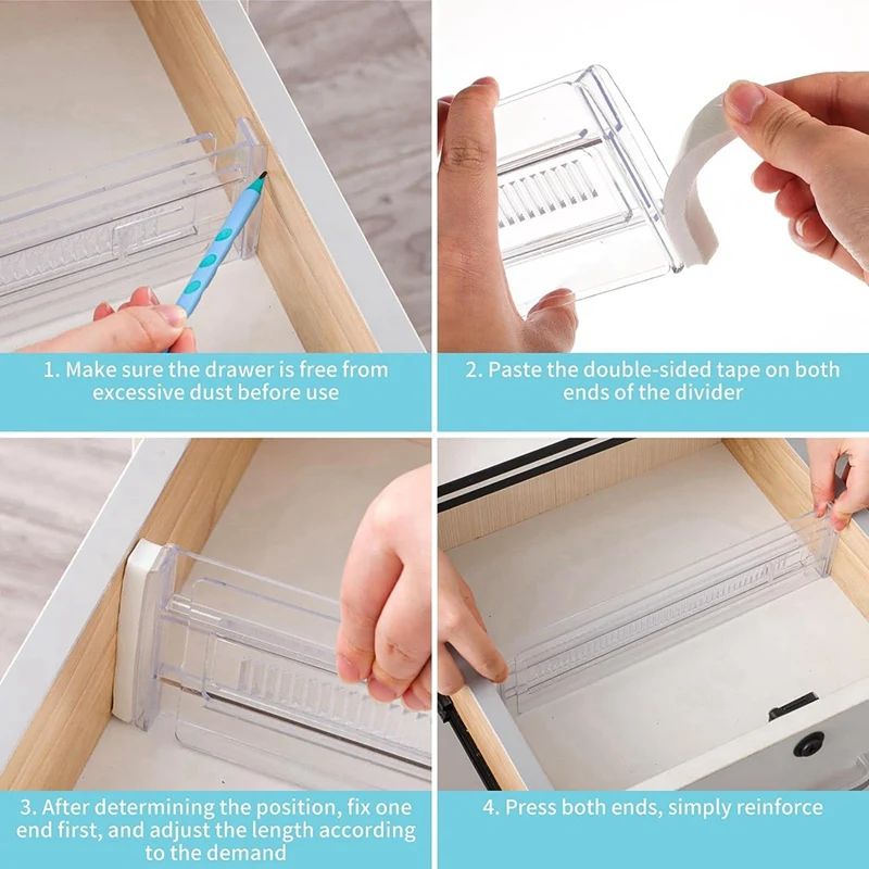 Регулируемый органайзер для выдвижных ящиков (11 8-19 7 дюйма) 6 шт./упаковка