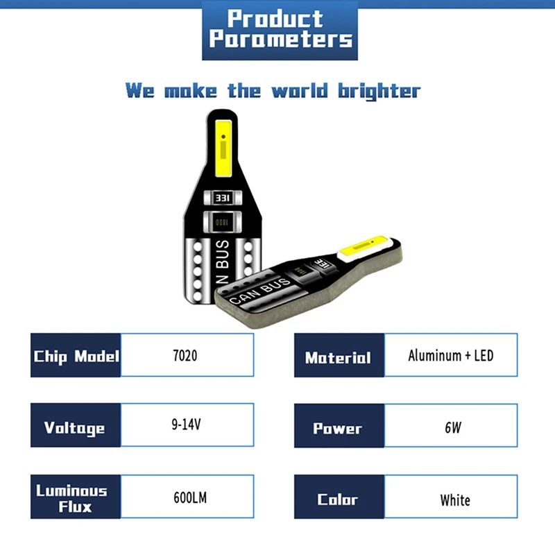 Светодиодная лампа T10 W5W для Toyota Avensis Rav4 Opel Astra Mokka Ford Focus 2 3 Fiesta 12 В 20 шт.